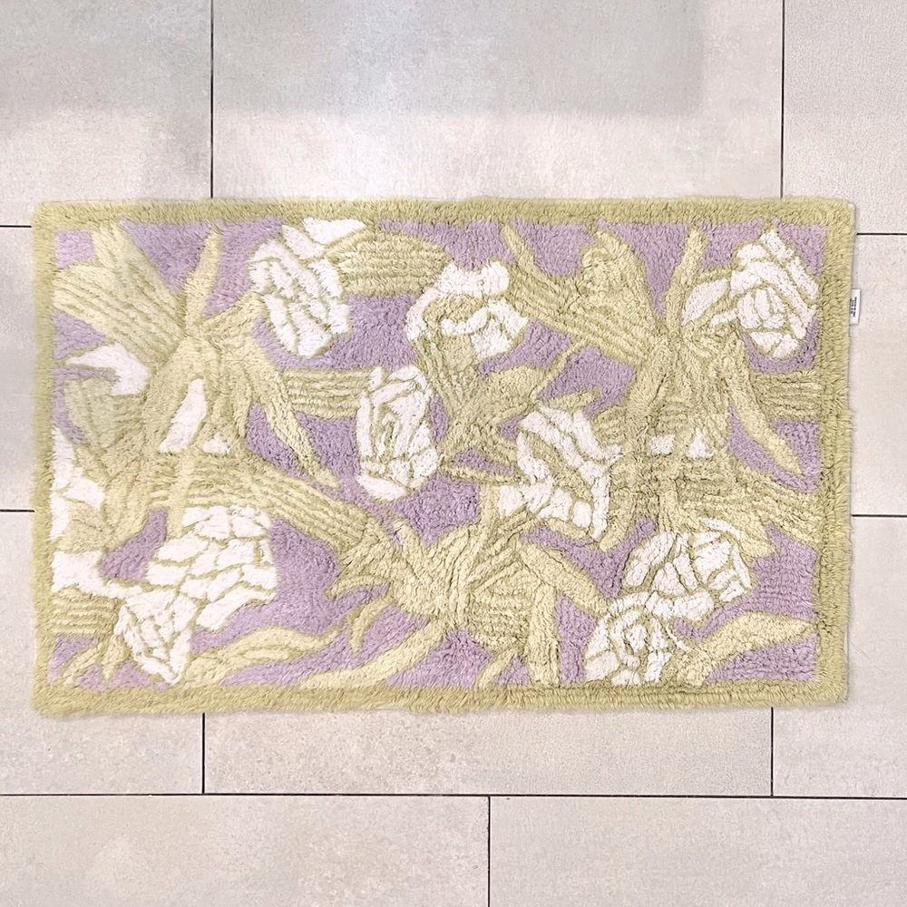 Two Anthropologie Sage Green/ Lilac Cotton Bath Rugs